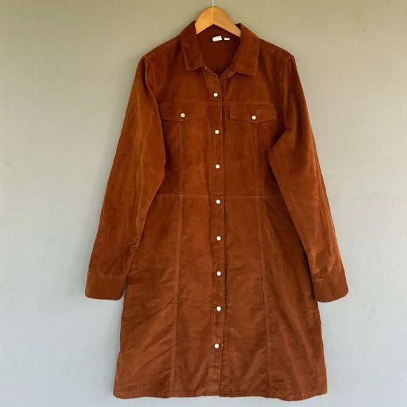 Corduroy  Button-Down Dress - Picture 2 of 7